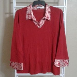 ❣Croft & Barrow Fabulous Red Top w/ Ornate Accents